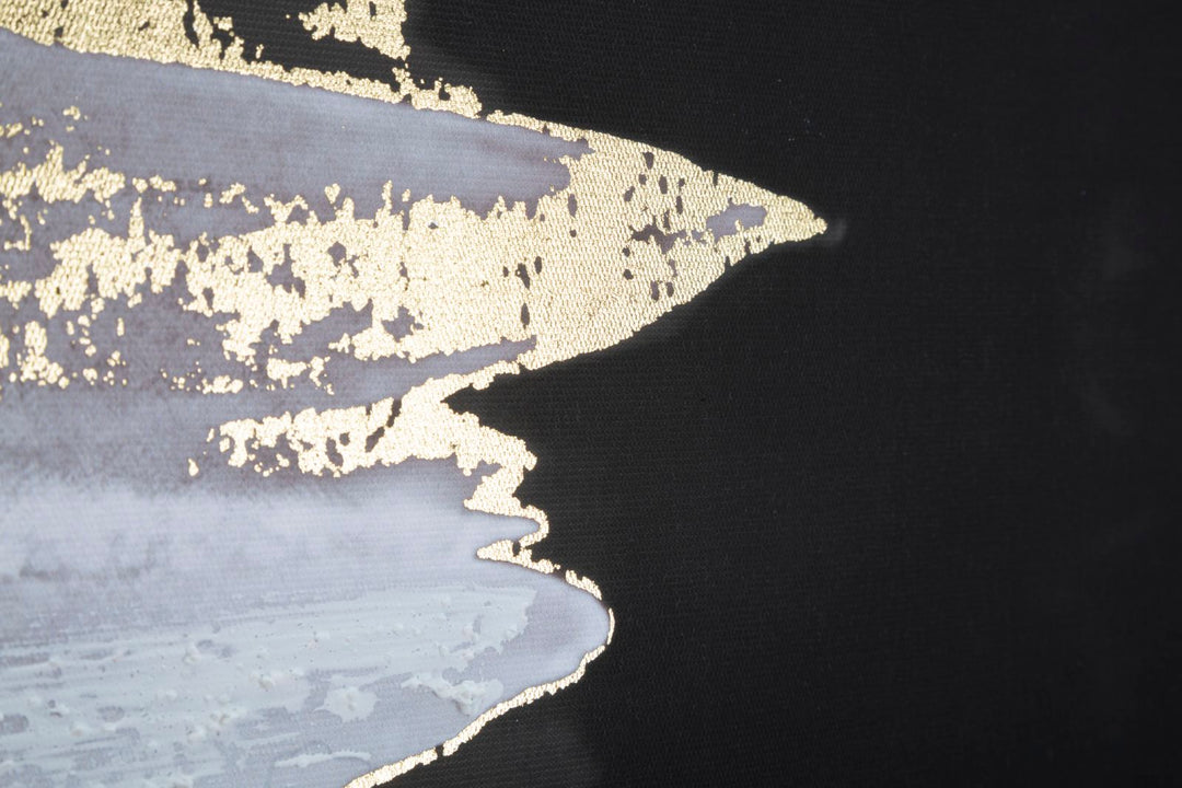 Pintura Abstracta Oro y Blanco y Negro