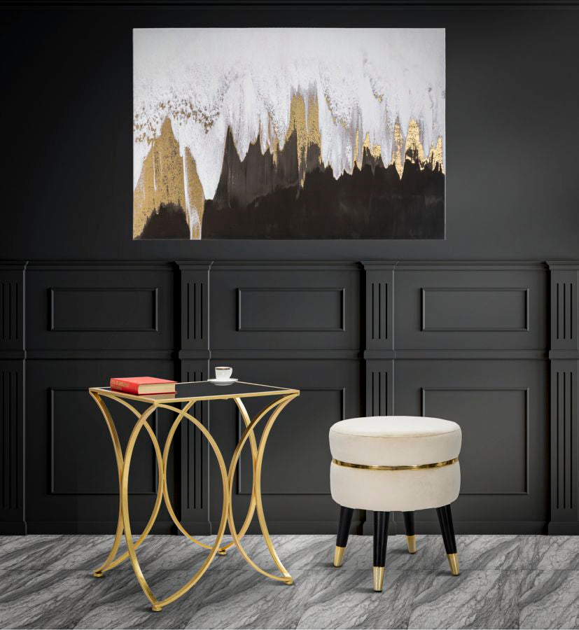Pintura Abstracta Oro y Blanco y Negro
