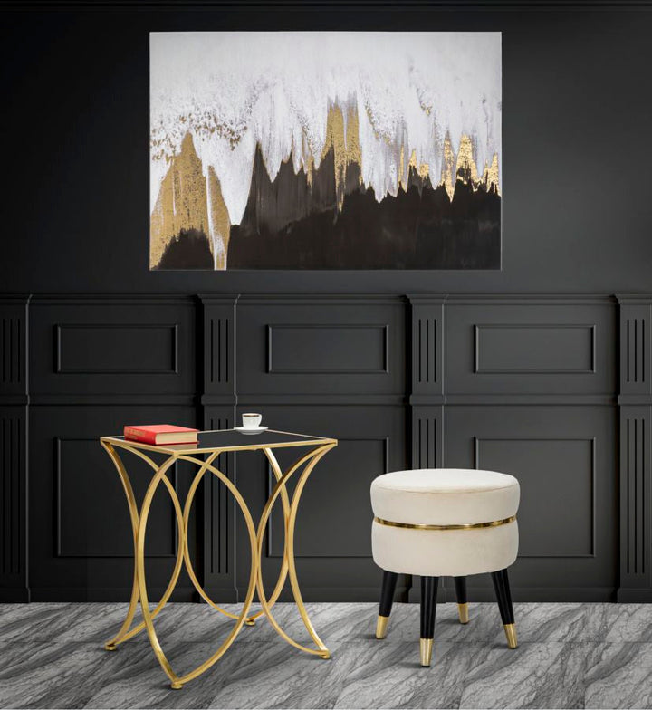 Pintura Abstracta Oro y Blanco y Negro