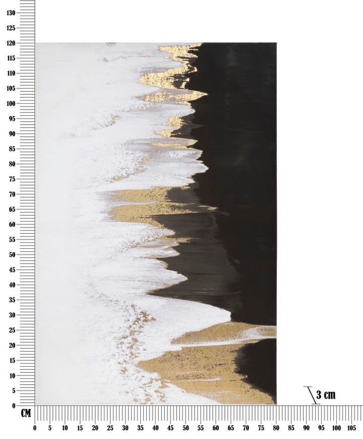 Pintura Abstracta Oro y Blanco y Negro