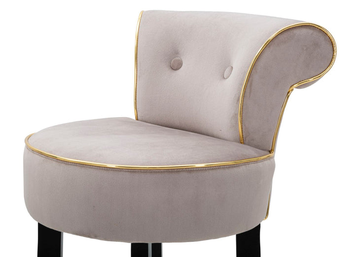 Taburete de bar de terciopelo gris con patas doradas – Luxy silla de barra