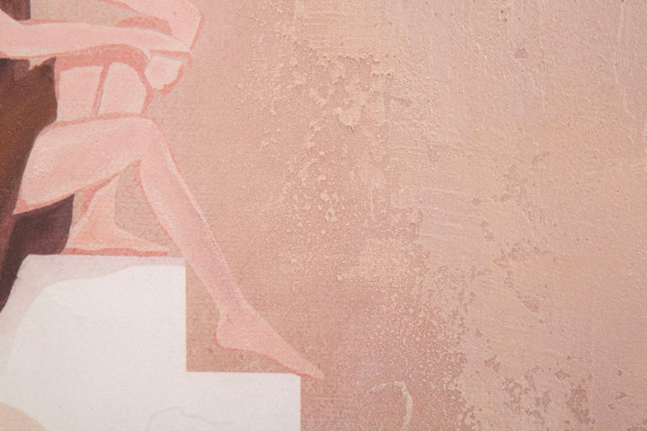 Pintura Abstracta Bohemia Moderna Marrón Mujeres en Escalera