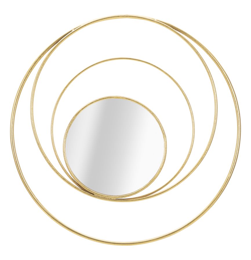 Oro Ronda de Metal Espejo de pared redondo decorado con círculos geométricos
