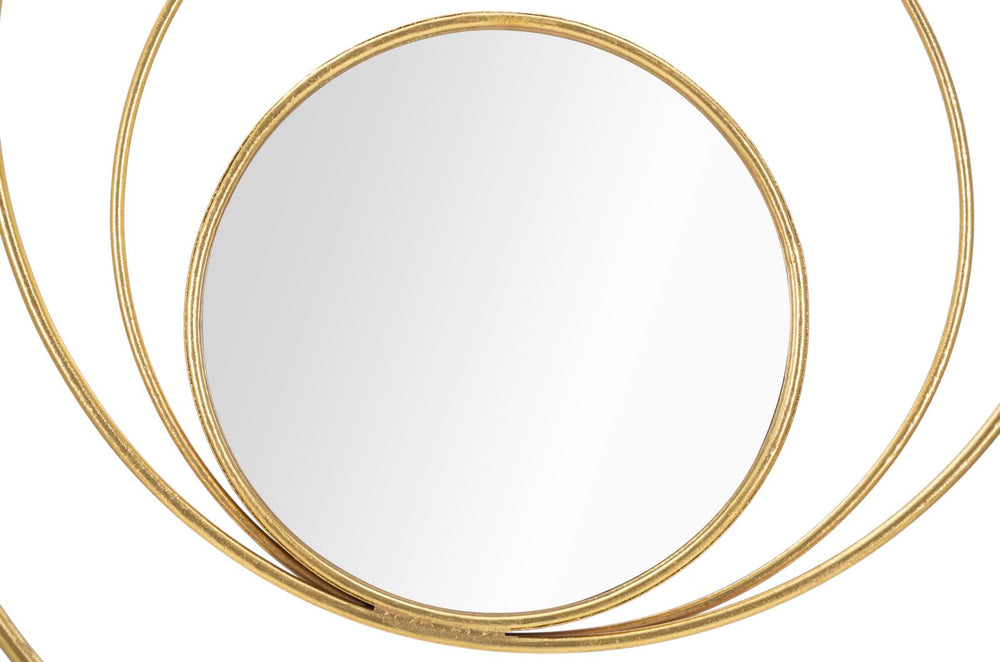 Oro Ronda de Metal Espejo de pared redondo decorado con círculos geométricos