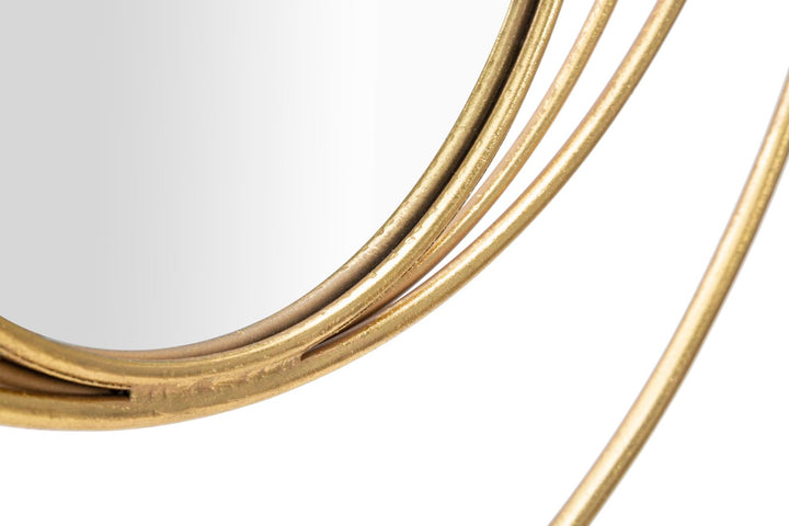 Oro Ronda de Metal Espejo de pared redondo decorado con círculos geométricos