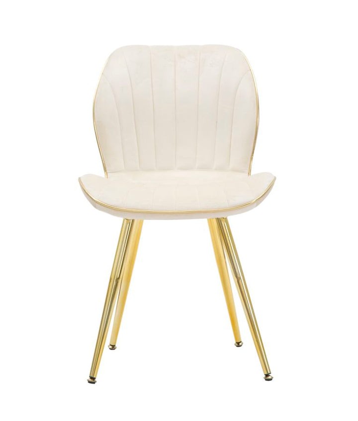 Juego de 2 sillas de comedor de terciopelo crema con patas doradas – Paris Space