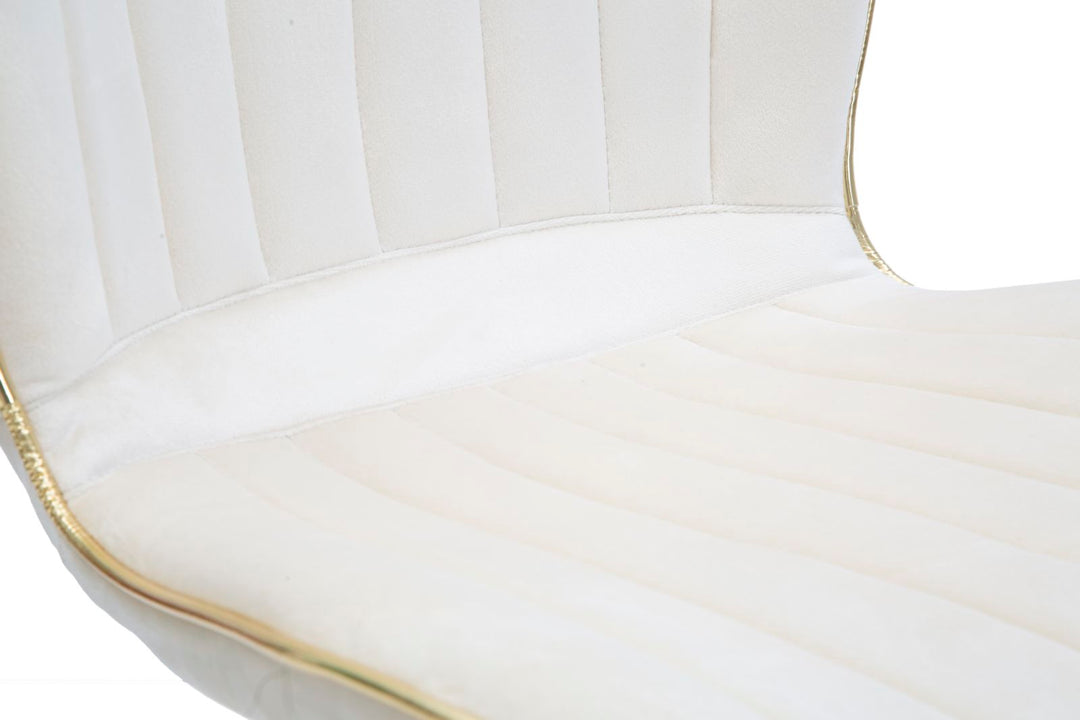 Juego de 2 sillas de comedor de terciopelo crema con patas doradas – Paris Space