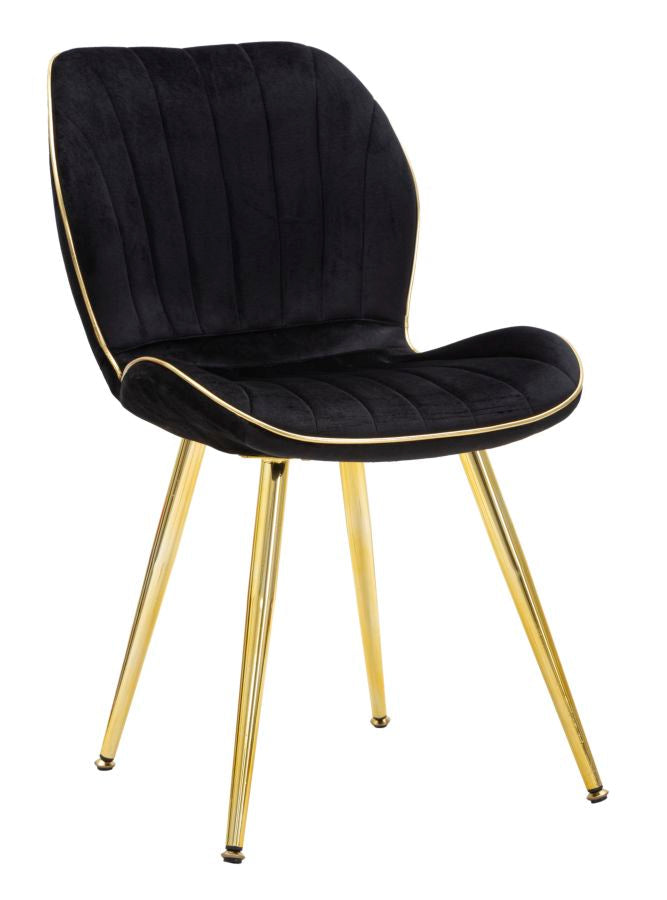 Silla de Terciopelo Negro con Patas de Metal Dorado