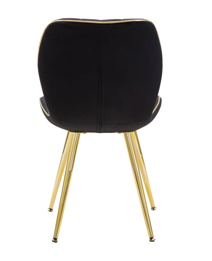 Silla de Terciopelo Negro con Patas de Metal Dorado