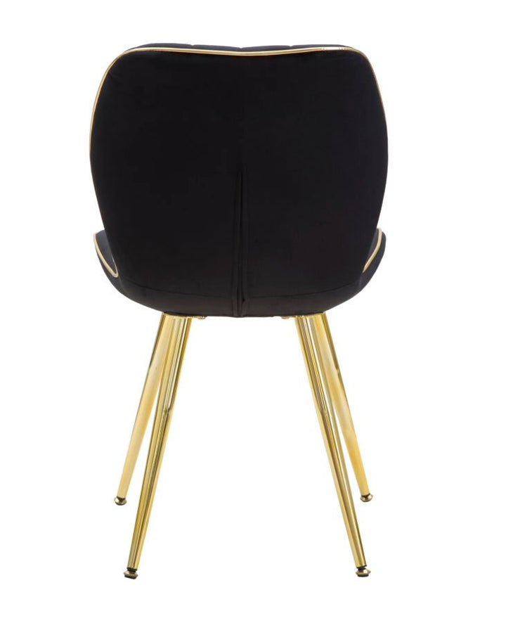 Silla de Terciopelo Negro con Patas de Metal Dorado