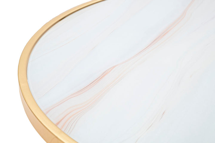 Mesa Metalica Dorada con Tapa de Marmol Blanco