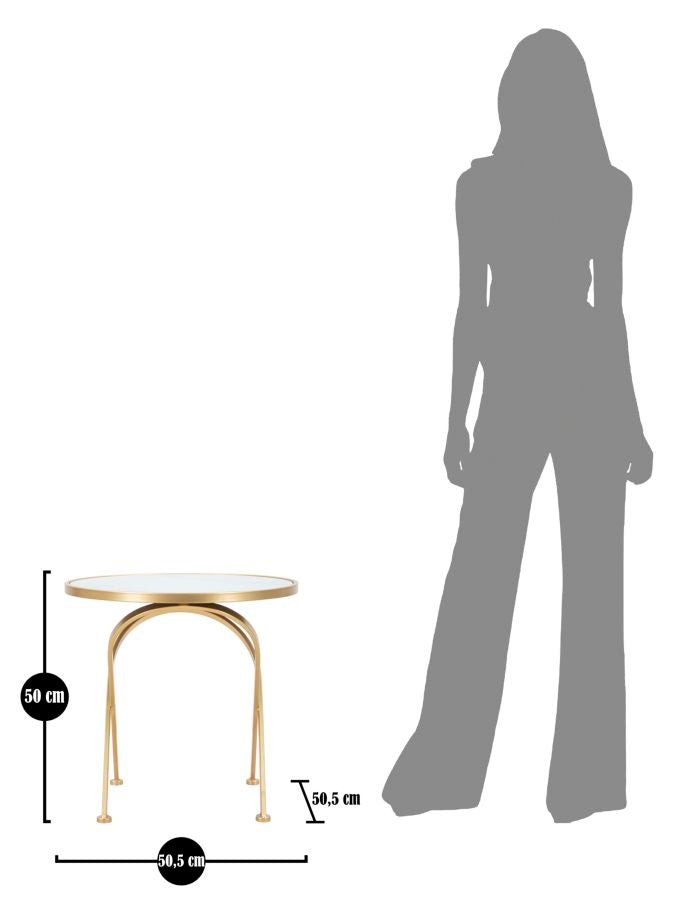 Mesa Metalica Dorada con Tapa de Marmol Blanco