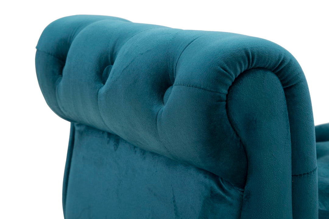 Banco de terciopelo turquesa con patas doradas – Paris asiento tapizado