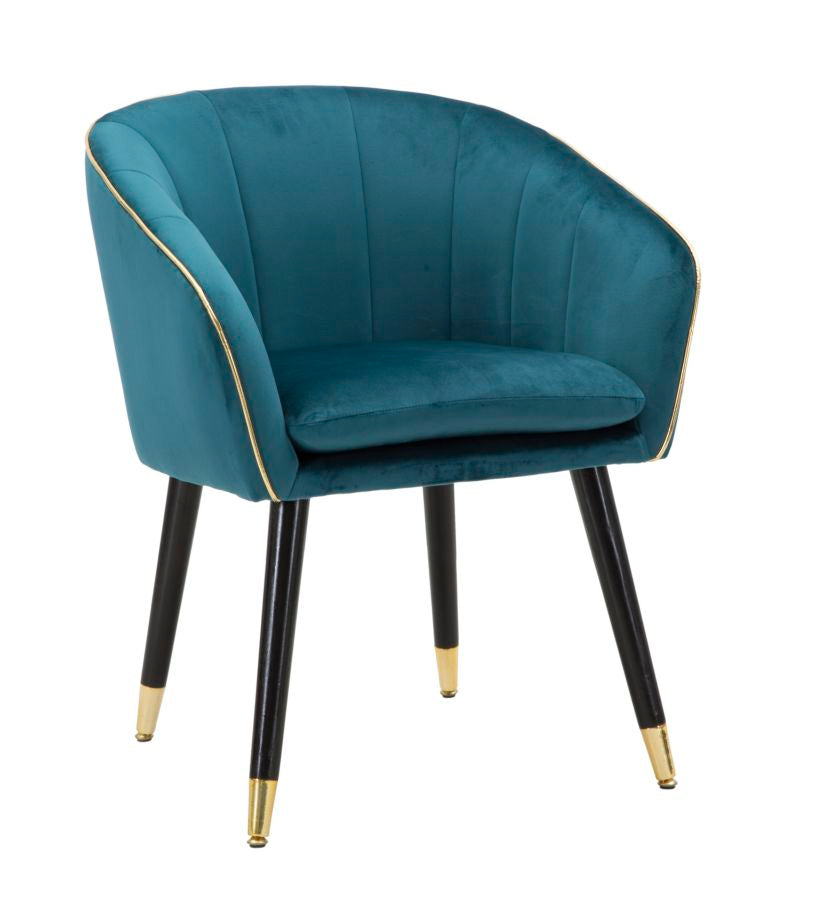 Sillón de terciopelo turquesa con patas doradas – Paris sillón de acento