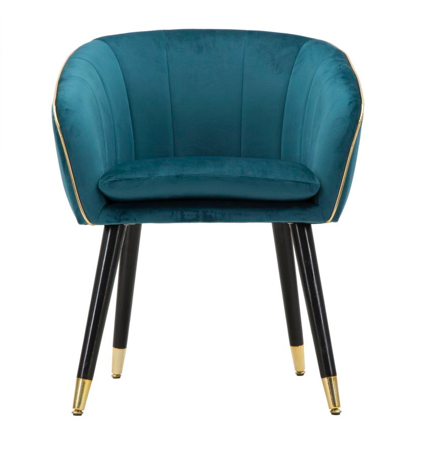 Sillón de terciopelo turquesa con patas doradas – Paris sillón de acento