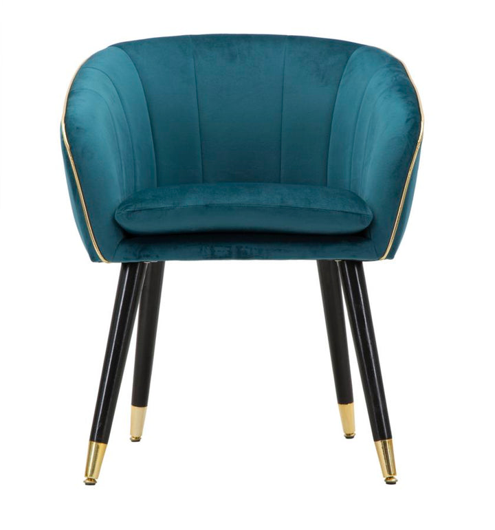 Sillón de terciopelo turquesa con patas doradas – Paris sillón de acento