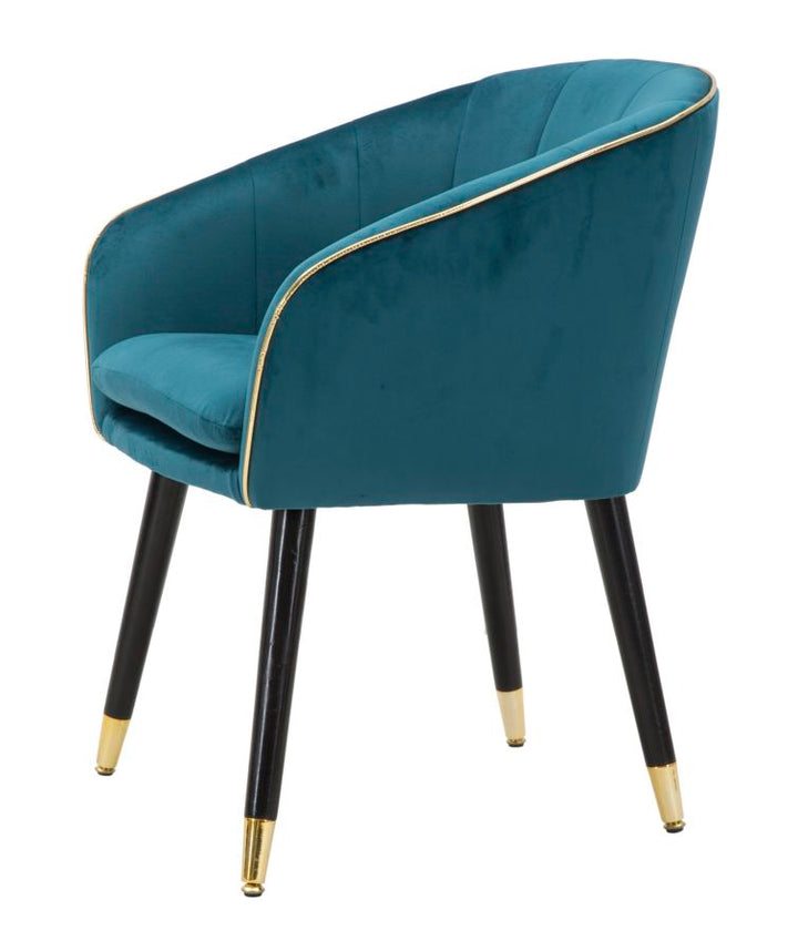 Sillón de terciopelo turquesa con patas doradas – Paris sillón de acento