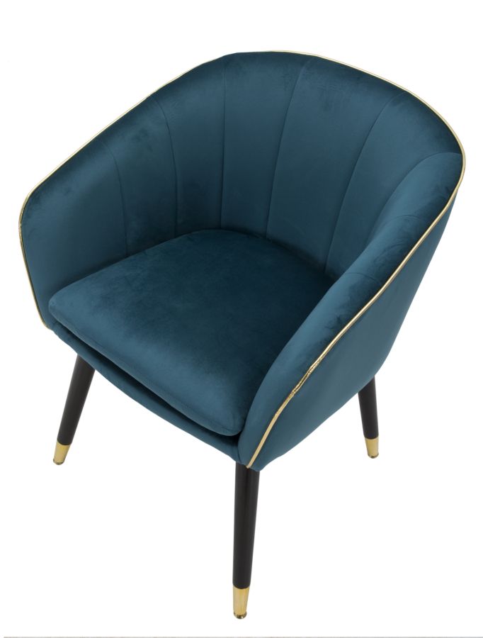 Sillón de terciopelo turquesa con patas doradas – Paris sillón de acento