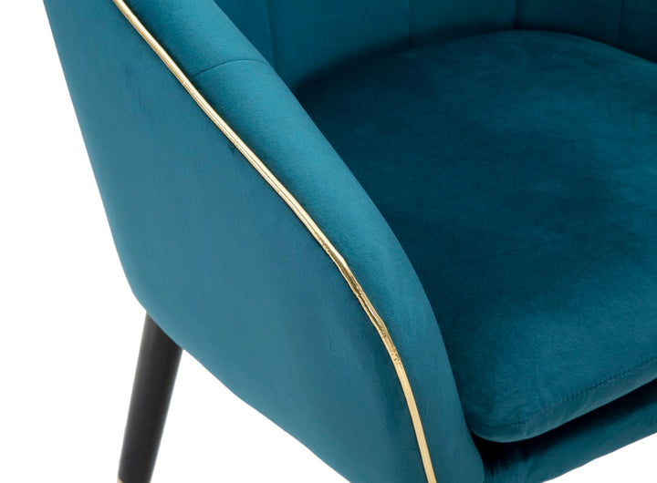 Sillón de terciopelo turquesa con patas doradas – Paris sillón de acento