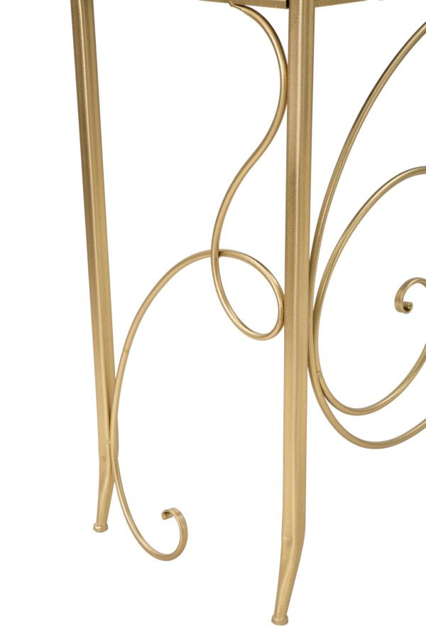 Consola Rectangular de Metal y Cristal Dorado