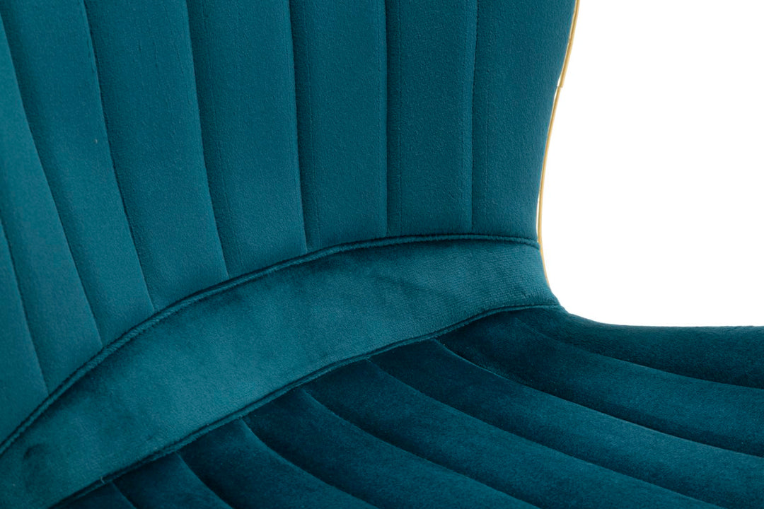 Juego de 2 sillas de comedor de terciopelo turquesa con patas doradas – Paris Space