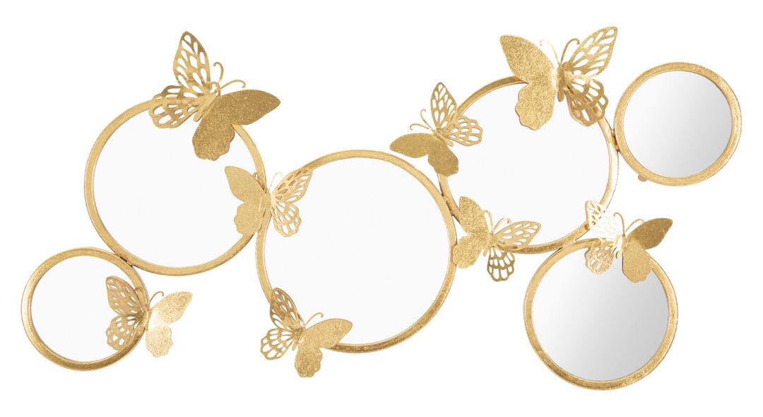 Espejos de Pared Redondos Dorados con Mariposas