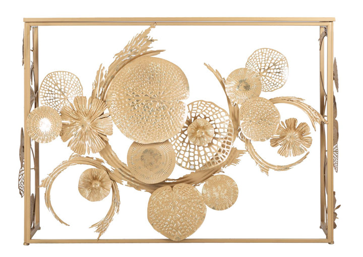 Consola Geométrica de Metal Dorado y Cristal