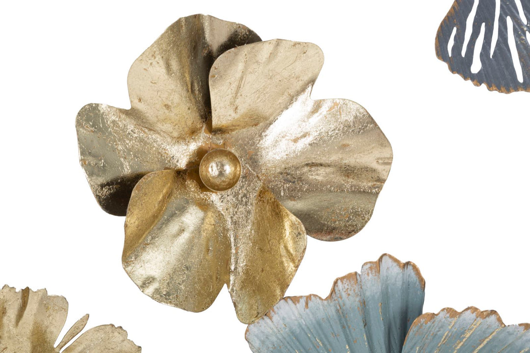 Decoración de pared con flores y letras en marco redondo