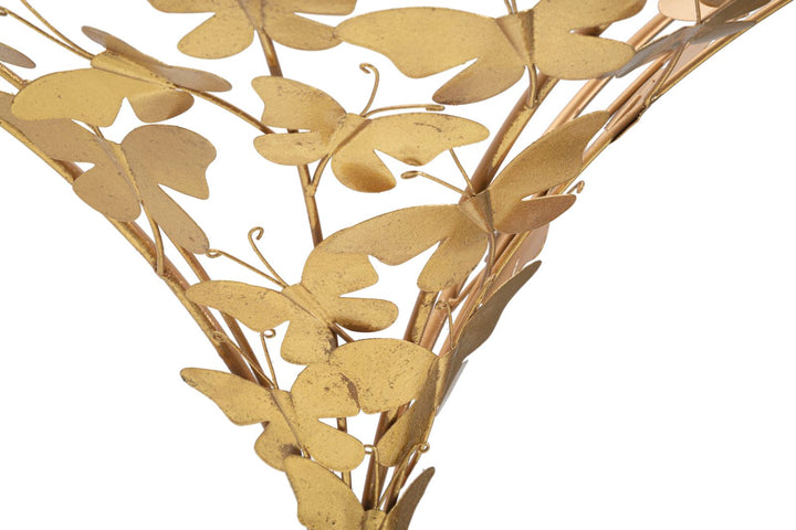 Estantería de Pared Mariposa en Metal y Vidrio Dorado