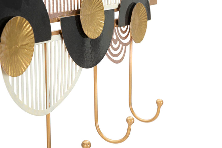 Soporte de Pared de Metal Dorado y Negro con 5 Ganchos