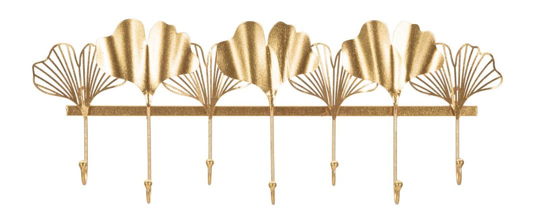 Perchas de Pared de Metal Dorado con 7 Ganchos