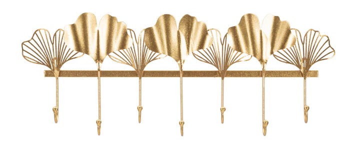Perchas de Pared de Metal Dorado con 7 Ganchos