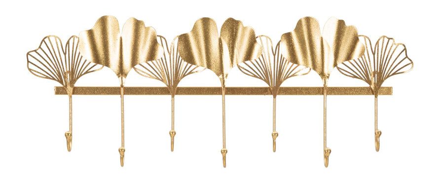 Perchas de Pared de Metal Dorado con 7 Ganchos