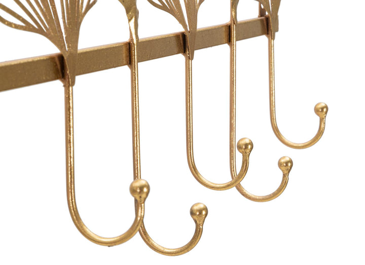Perchas de Pared de Metal Dorado con 7 Ganchos