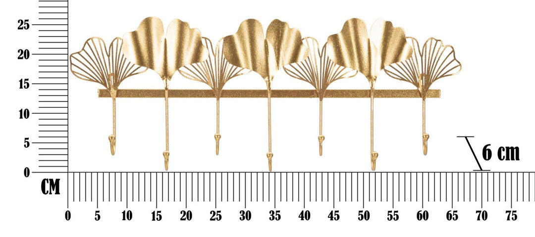 Perchas de Pared de Metal Dorado con 7 Ganchos