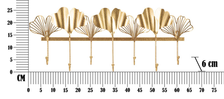 Perchas de Pared de Metal Dorado con 7 Ganchos