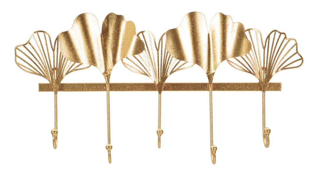 Perchas de Pared de Metal Dorado con 5 Ganchos