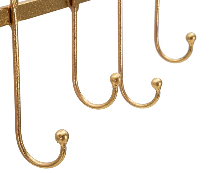 Perchas de Pared de Metal Dorado con 5 Ganchos