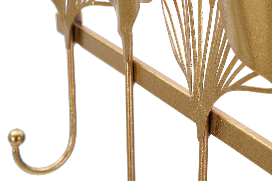 Perchas de Pared de Metal Dorado con 5 Ganchos