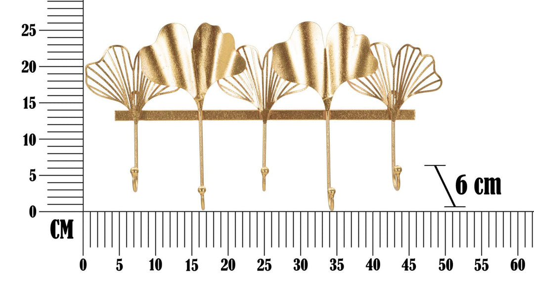 Perchas de Pared de Metal Dorado con 5 Ganchos