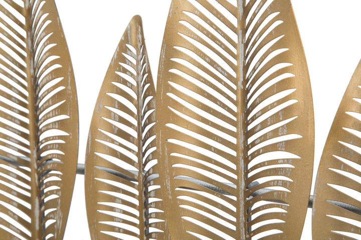 Colgador de Pared de Metal Dorado con Diseño de Hojas y 7 Ganchos
