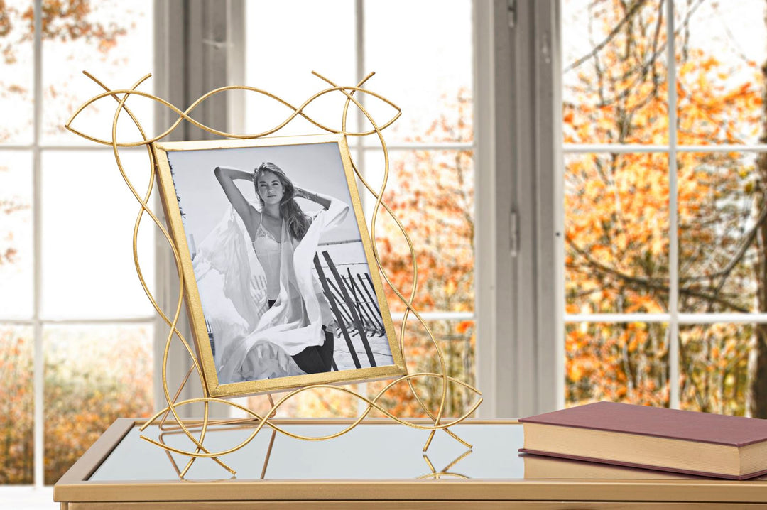 Marco Metalico Oro Lineas Onduladas