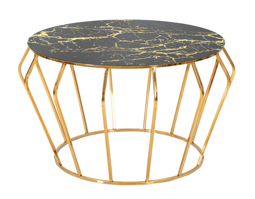 Mesa de centro redonda con base de varillas doradas – Histor diseño moderno