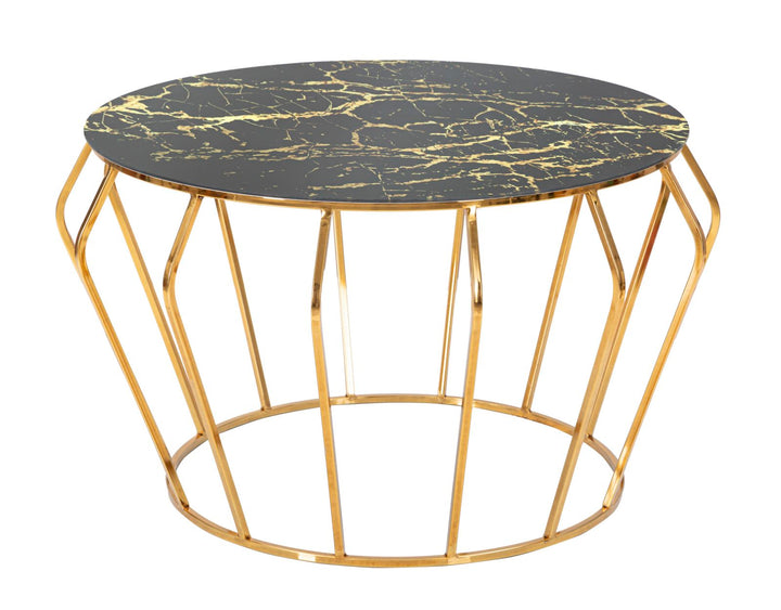 Mesa de centro redonda con base de varillas doradas – Histor diseño moderno