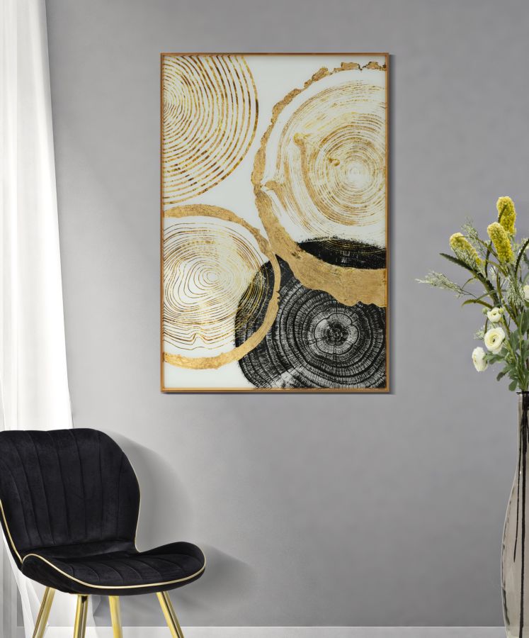 Oro Color Madera Patrón Moderno Panel De Pared De Cristal