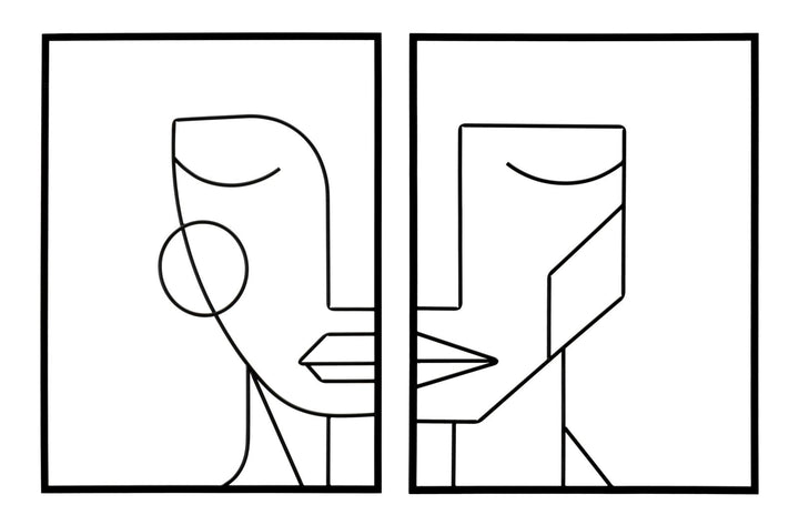 Decoración de Pared de 2 Piezas de Caras Abstractas de Metal