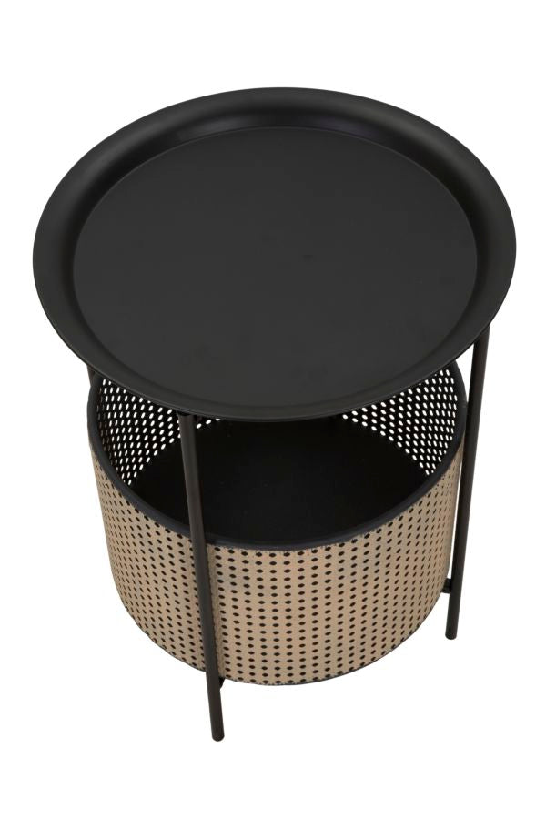 Mesa auxiliar redonda con tapa negra – Osaka mesa de acento