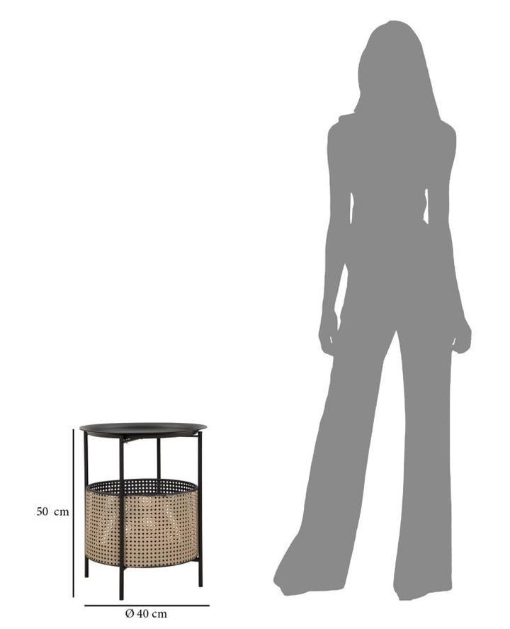 Mesa auxiliar redonda con tapa negra – Osaka mesa de acento