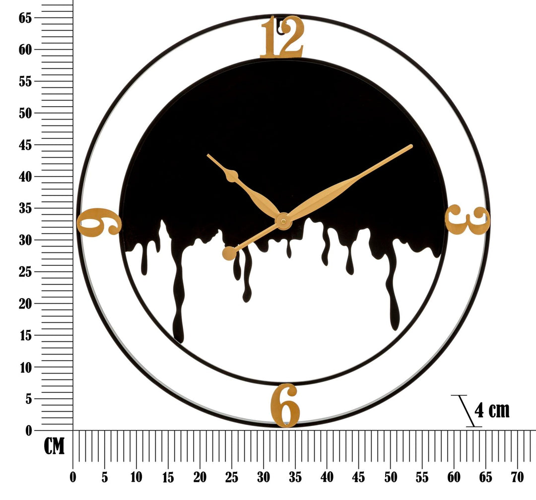 Reloj de pared moderno de metal dorado y negro