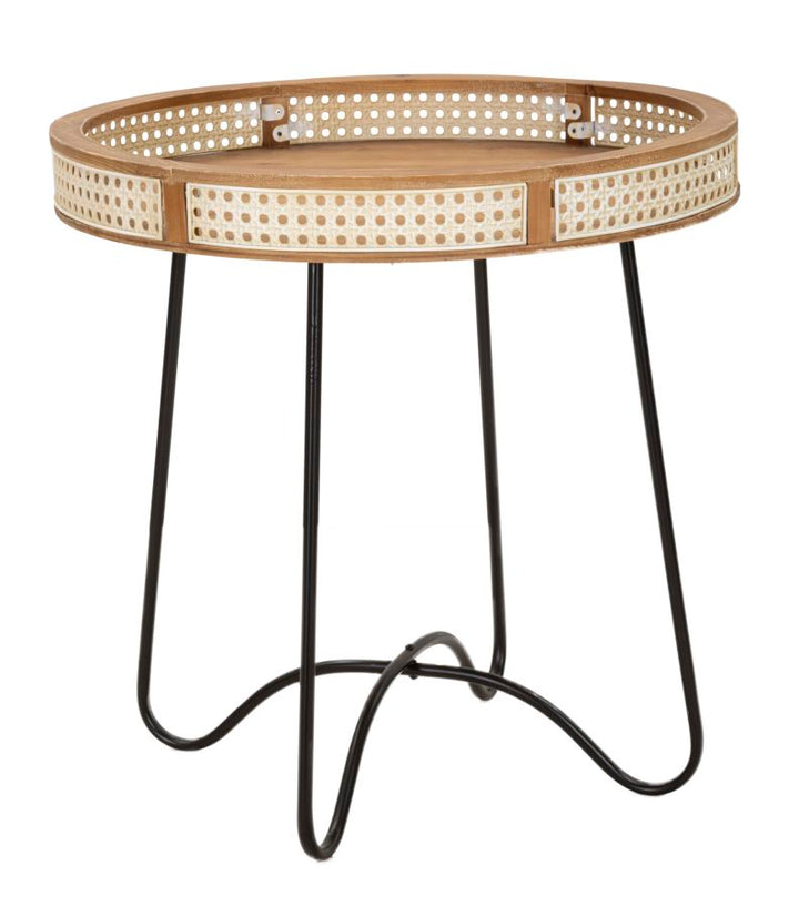 Mesa auxiliar redonda con patas doradas – Fuji mesa de acento moderna